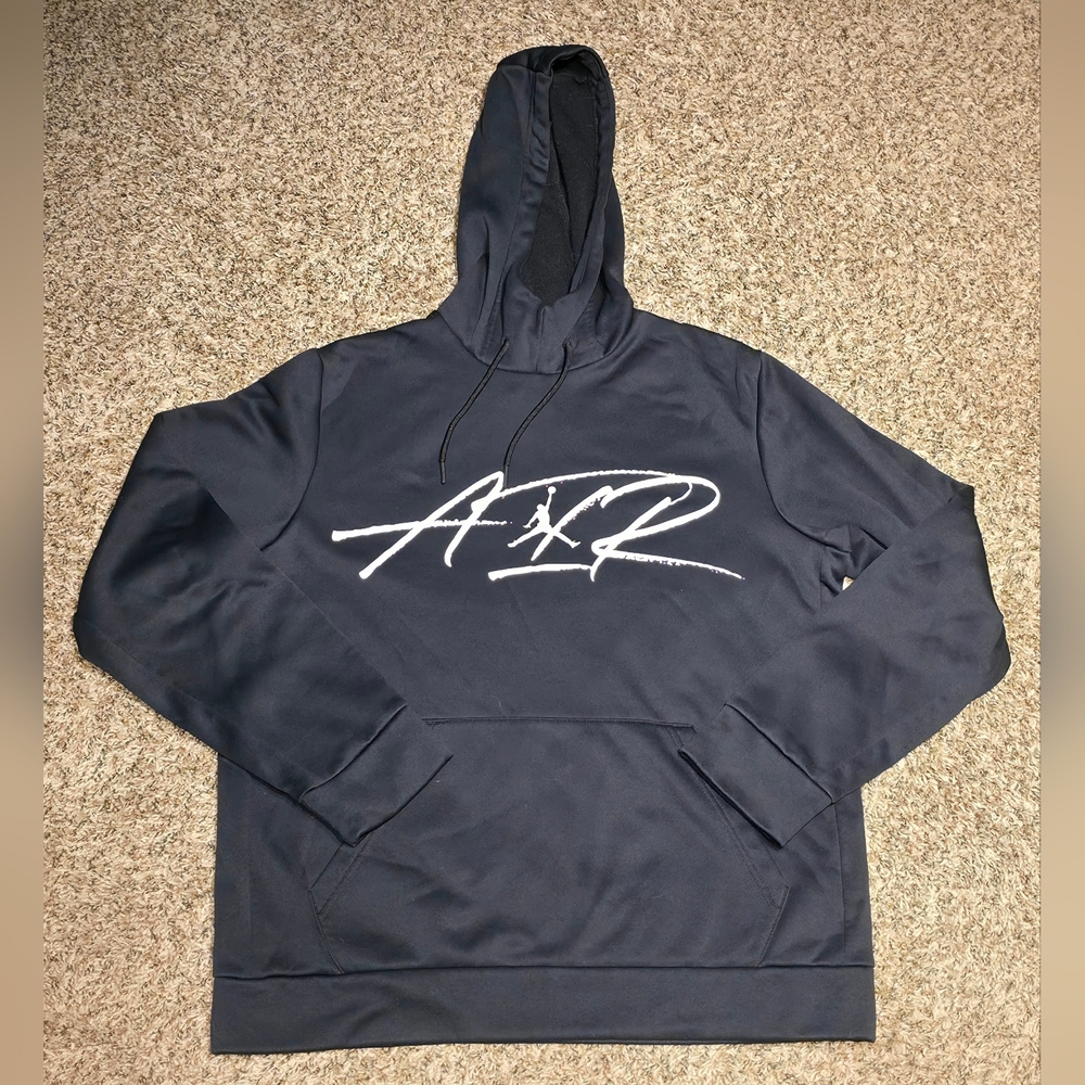 Nike Air Jordan Hoodie Black Therma Fleece Sweatshirt Mens Med Graphic Athletic